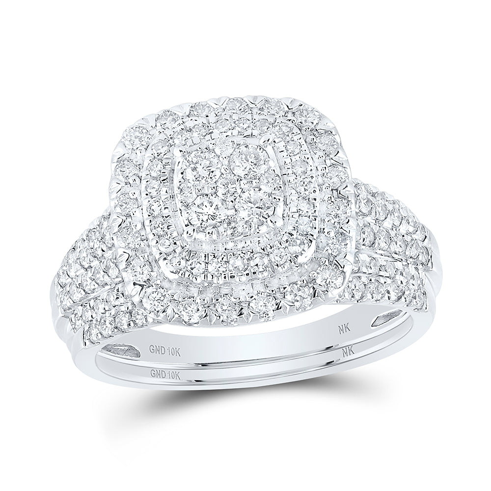 10K White Gold 1 CTW-Natural Diamond Fashion Bridal Set 5.84 Gram