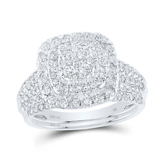 10K White Gold 1 CTW-Natural Diamond Fashion Bridal Set 5.84 Gram