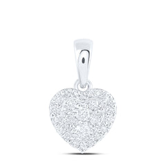 10K White Gold 3/8 CTW-Natural Diamond Fashion Heart Pendant 1 Gram
