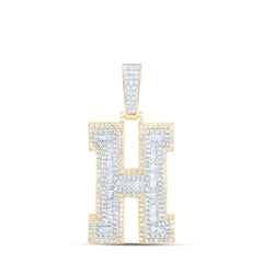 2 CTW-DIA P1 INITIAL "H" MENS PENDANT