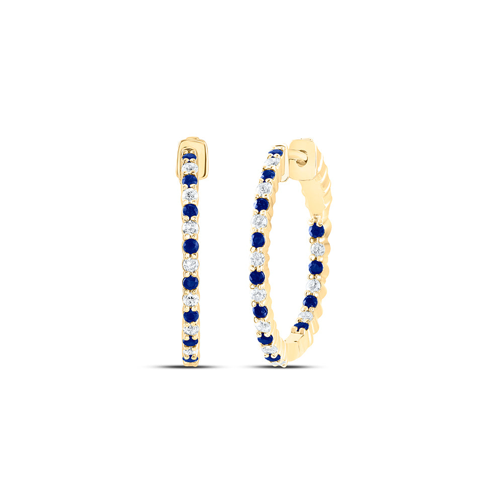 1/2CTW-DIA CN 1/2CTW-SAPP NATURAL GEM HOOP EARRING