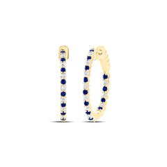 1/2CTW-DIA CN 1/2CTW-SAPP NATURAL GEM HOOP EARRING