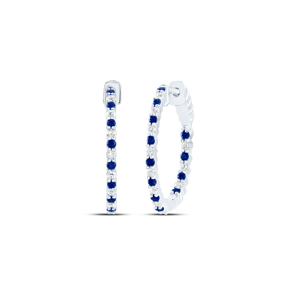 1/2CTW-DIA CN 1/2CTW-SAPP NATURAL GEM HOOP EARRING