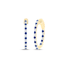 1/2CTW-DIA CN 1/2CTW-SAPP NATURAL GEM HOOP EARRING