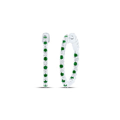 1/2CTW-DIA CN 1/2CTW-EME NATURAL GEM HOOP EARRING