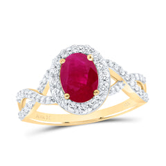 1/2CTW-DIA ANA M 8X6MM RUBY-OVAL NAT GEM RING