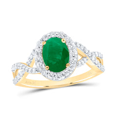 1/2CTW-DIA ANA M 8X6MM EME-OVAL NAT GEM RING