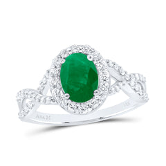 1/2CTW-DIA ANA M 8X6MM EME-OVAL NAT GEM RING