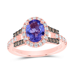 14K Rose Gold 5/8 CTW-Natural Diamond 8X6MM-Tanz Ov Natural Gem Ring 4.41 Gram