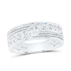 10K White Gold 1 CTW-Natural Diamond Mens Band 5.69 Gram