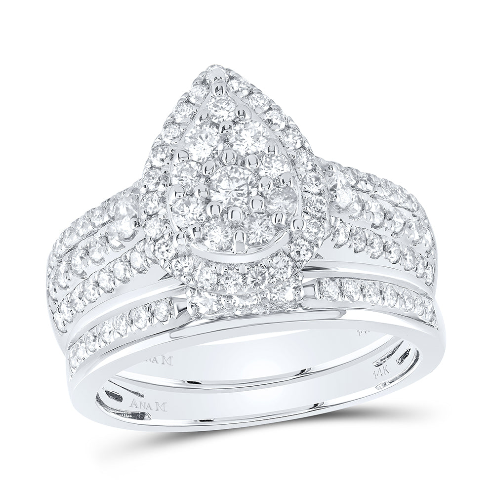 14K White Gold 1 5/8 CTW-Natural Diamond Pear Trio Set 11.64 Gram