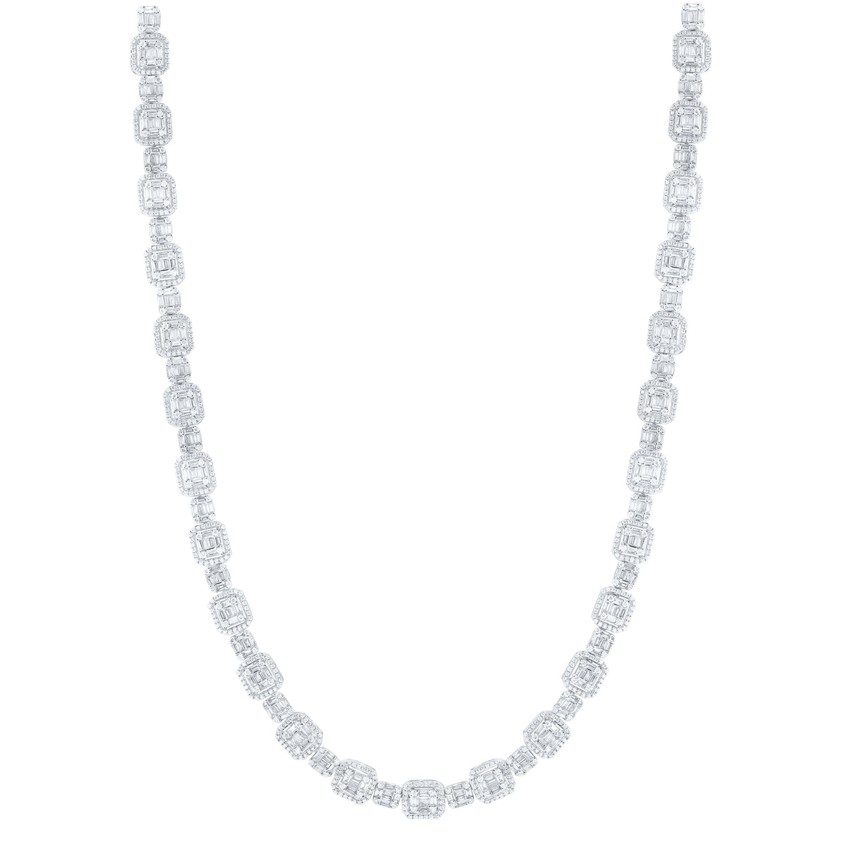 14K White Gold 9 3/4 CTW-Natural Diamond Fashion Necklace (18 Inch ) 41.41 Gram