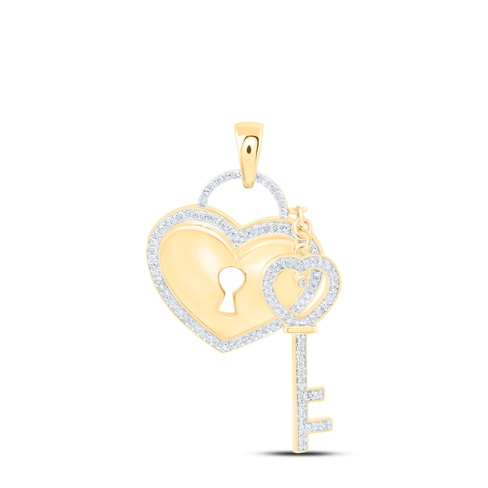 5/8CTW-DIA NK LOVE LOCK AND KEY PENDANT