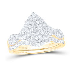 1CTW-DIA NKE 1/5CT-CPEAR BRIDAL SET DOUBLE HALO