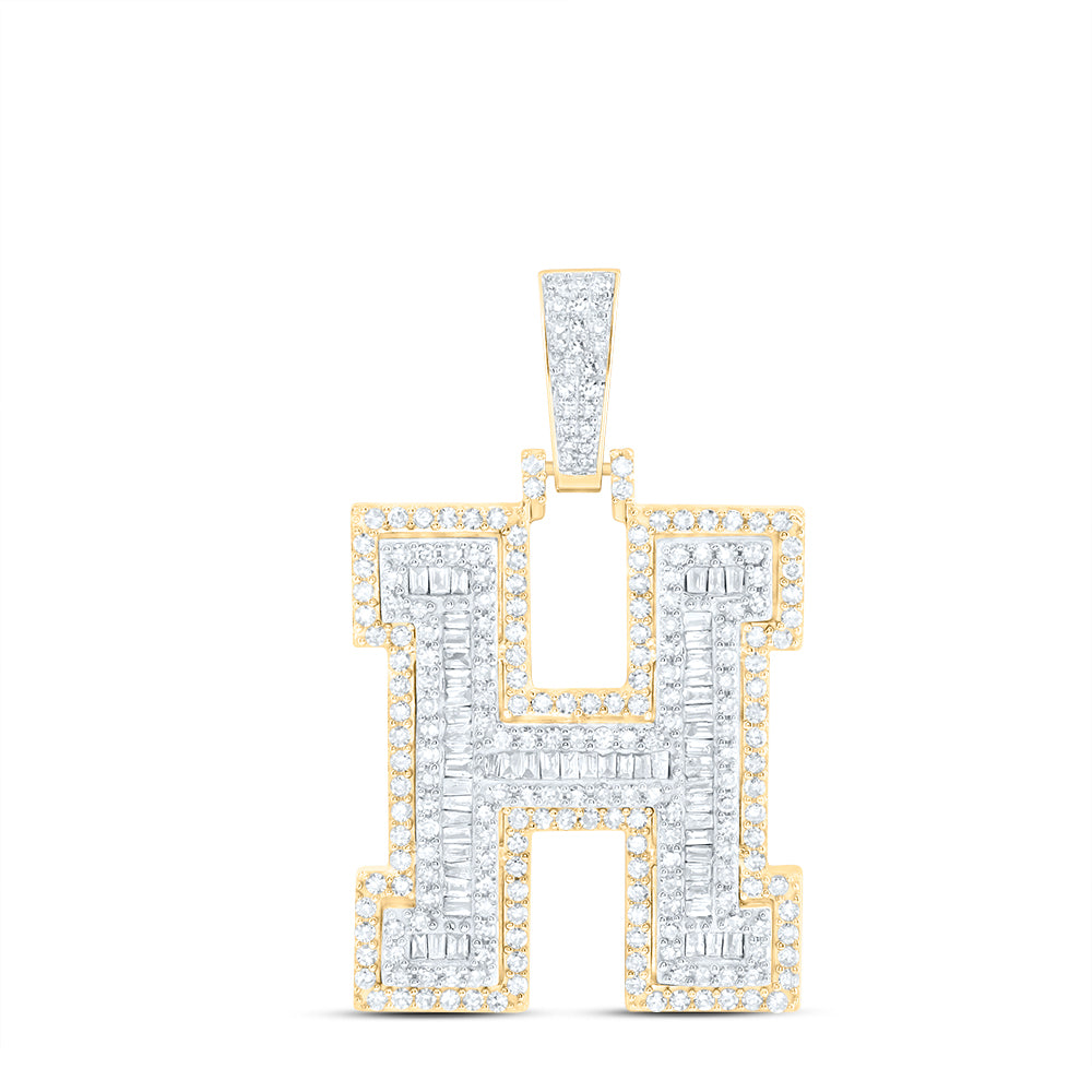 1 1/3CTW-DIA NK INITIAL "H" MENS PENDANT