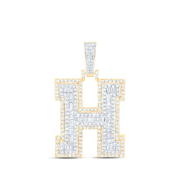 1 1/3CTW-DIA NK INITIAL "H" MENS PENDANT