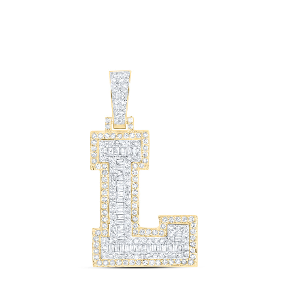 7/8CTW-DIA NK INITIAL "L" MENS PENDANT