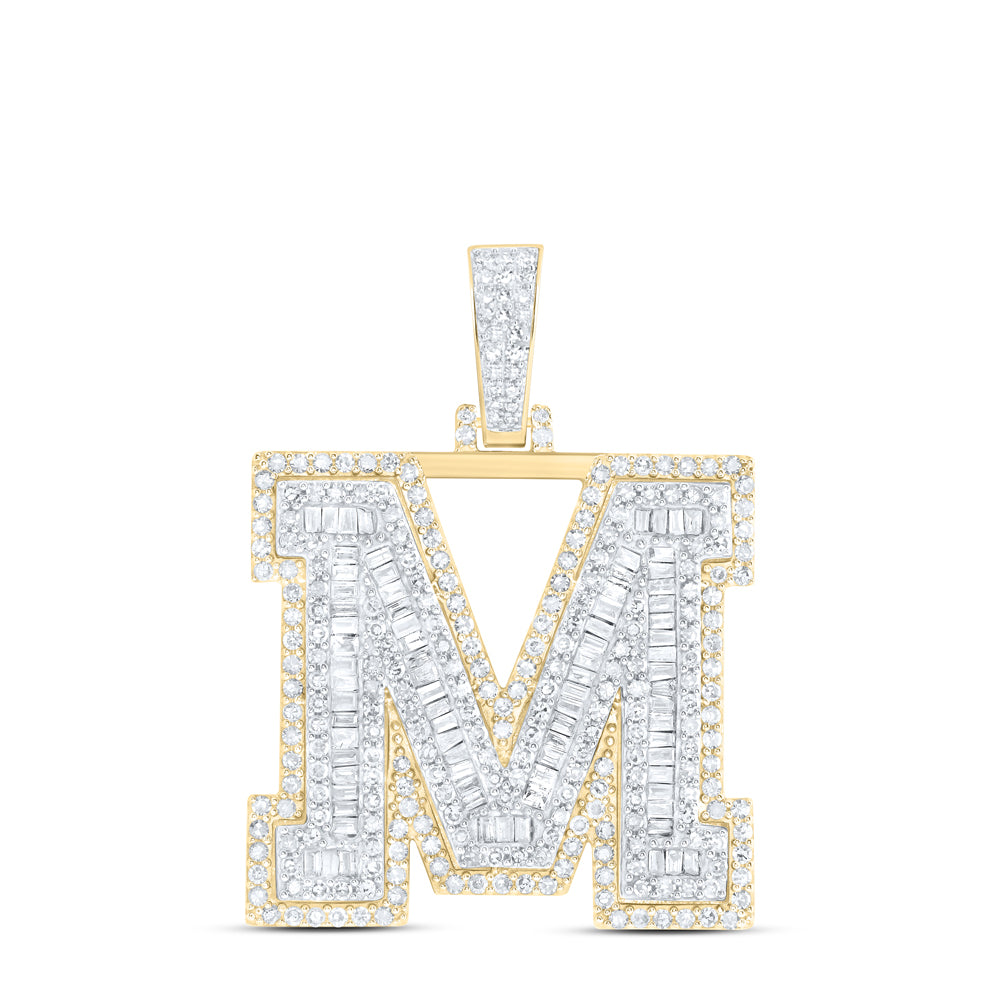 1 3/4CTW-DIA NK INITIAL "M" MENS PENDANT