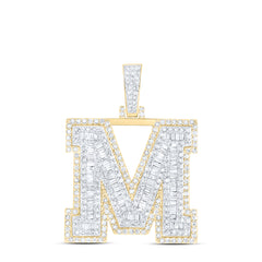 1 3/4CTW-DIA NK INITIAL "M" MENS PENDANT