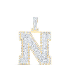 1 1/2CTW-DIA NK INITIAL "N" MENS PENDANT