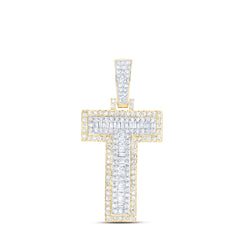 3/4CTW-DIA NK INITIAL "T" MENS PENDANT
