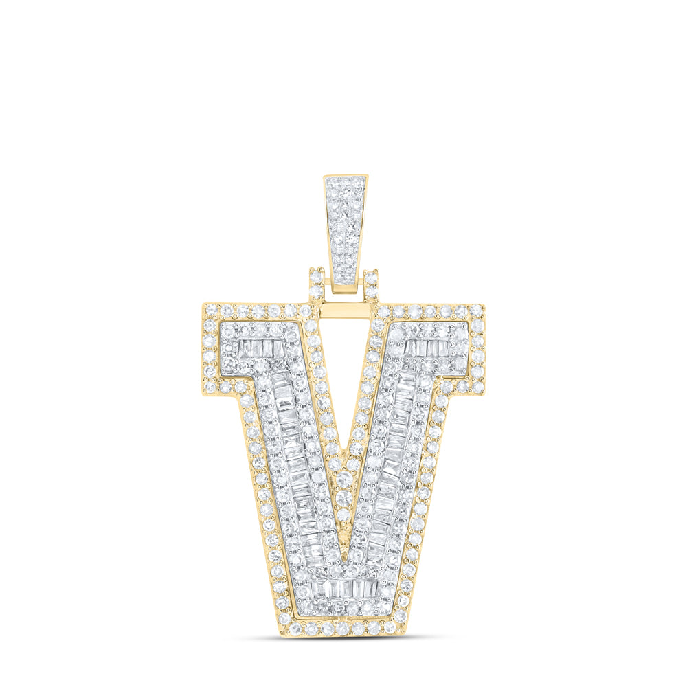 1CTW-DIA NK INITIAL "V" MENS PENDANT