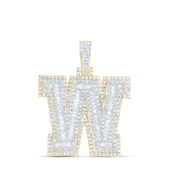 1 3/4CTW-DIA NK INITIAL "W" MENS PENDANT