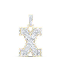 1CTW-DIA NK INITIAL "X" MENS PENDANT