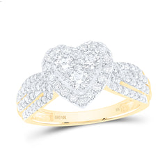 10K Yellow Gold 1 CTW-Natural Diamond Heart Fashion Ring 4.27 Gram