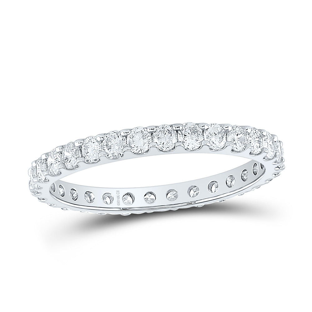 10K White Gold 7/8 CTW-Natural Diamond Eternity Ring 1.09 Gram