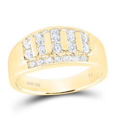 10K Yellow Gold 1 CTW-Natural Diamond Fashion High Mens Band 5.65 Gram