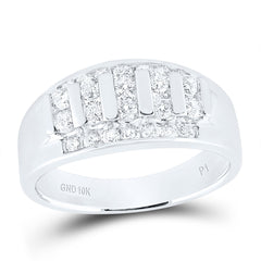 10K White Gold 1 CTW-Natural Diamond Fashion High Mens Band 5.82 Gram