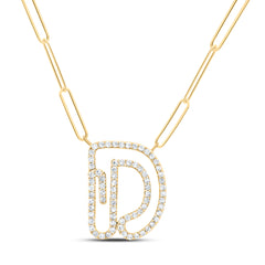 3/8CTW-DIA NK INITIAL "D"  NECKLACE - 18 INCH