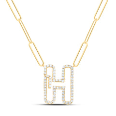 3/8CTW-DIA NK INITIAL "H"  NECKLACE - 18 INCH