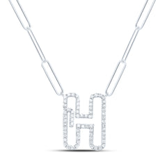 3/8CTW-DIA NK INITIAL "H"  NECKLACE - 18 INCH