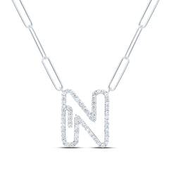 3/8CTW-DIA NK INITIAL "N"  NECKLACE - 18 INCH