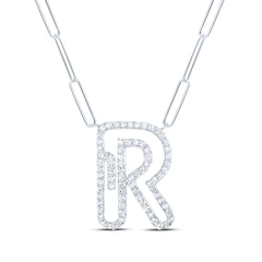 3/8CTW-DIA NK INITIAL "R"  NECKLACE - 18 INCH