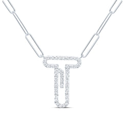 1/3CTW-DIA NK INITIAL "T"  NECKLACE - 18 INCH
