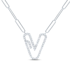 1/4CTW-DIA NK INITIAL "V"  NECKLACE - 18 INCH