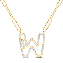 3/8CTW-DIA NK INITIAL "W"  NECKLACE - 18 INCH
