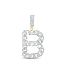 1CTW-DIA NK CUBAN INITIAL "B" MENS PENDANT