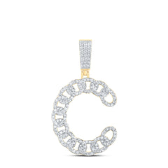 1CTW-DIA NK CUBAN INITIAL "C" MENS PENDANT
