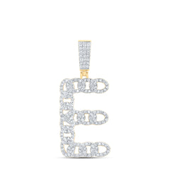 1CTW-DIA NK CUBAN INITIAL "E" MENS PENDANT