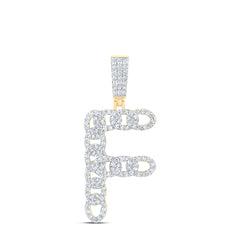 1CTW-DIA NK CUBAN INITIAL "F" MENS PENDANT