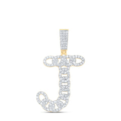 1CTW-DIA NK CUBAN  INITIAL "J" MENS PENDANT