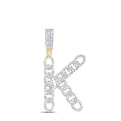 1CTW-DIA NK CUBAN  INITIAL "K" MENS PENDANT