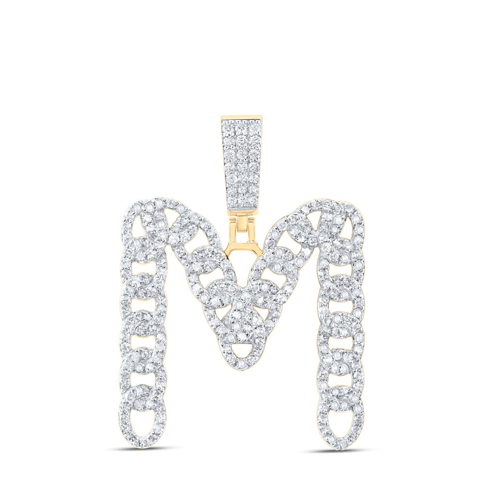 1CTW-DIA NK CUBAN INITIAL "M" MENS PENDANT