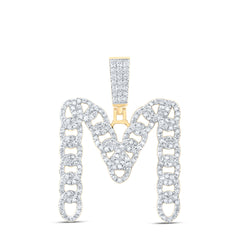 1CTW-DIA NK CUBAN INITIAL "M" MENS PENDANT