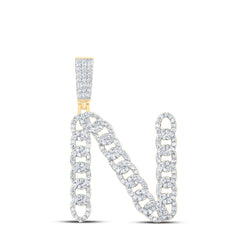 1CTW-DIA NK CUBAN INITIAL "N" MENS PENDANT