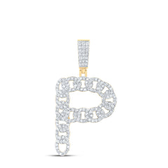 1CTW-DIA NK CUBAN INITIAL "P" MENS PENDANT